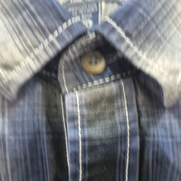 American Rag Men's XXL Long Sleeve Button Down Plaid Shirt - Blue and White - Picture 14 of 15
